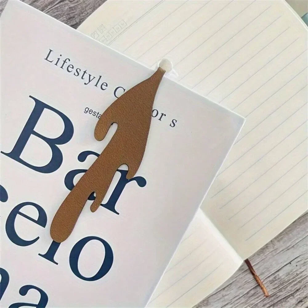 1pc Creative Spilled Coffee Cup Bookmark Pu Leather Perfect For Daily Office Use